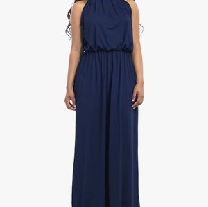 Navy blue halter maxi dress